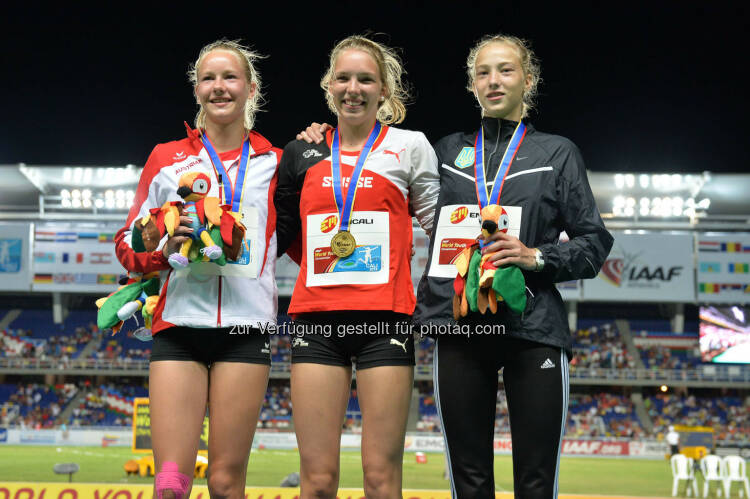 Sarah Lagger, Siegerehrung, Silber-Medaille, Siebenkampf, U18-WM Cali (Bild: ÖLV/Jiro Mochizuki)