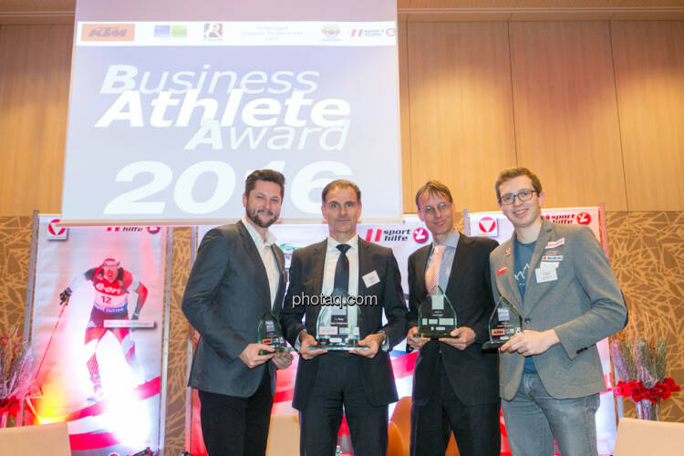 Damian Izdebski (techbold technology group, 3. Platz Business Athlete Award 2016, Peter Haidenek (Polytec, Sieger Business Athlete Award 2016), Rolf Majcen (FTC, 2. Platz Business Athlete Award 2016), Günther Matzinger (Rookie of the Year)