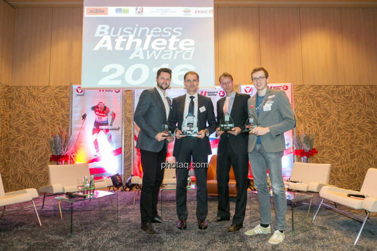 Damian Izdebski (techbold technology group, 3. Platz Business Athlete Award 2016, Peter Haidenek (Polytec, Sieger Business Athlete Award 2016), Rolf Majcen (FTC, 2. Platz Business Athlete Award 2016), Günther Matzinger (Rookie of the Year)